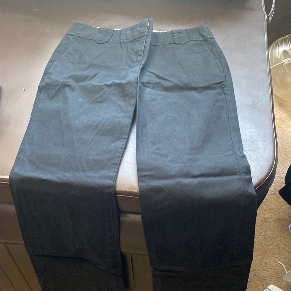 LOFT Black Chinos Modern Flat-Front Design